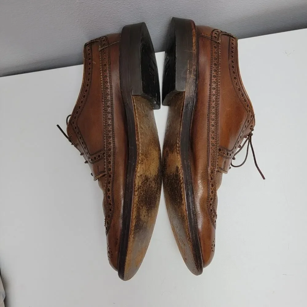 Men's Classic Brown Leather Sole Oxfords Size 11